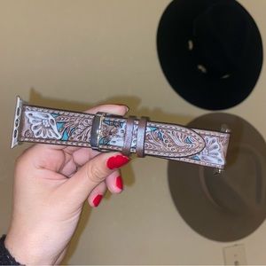 Brown Tooled Leather Apple Watch Band